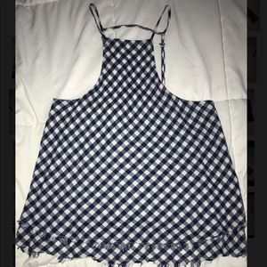 American Eagle blue and white checkered tank top.